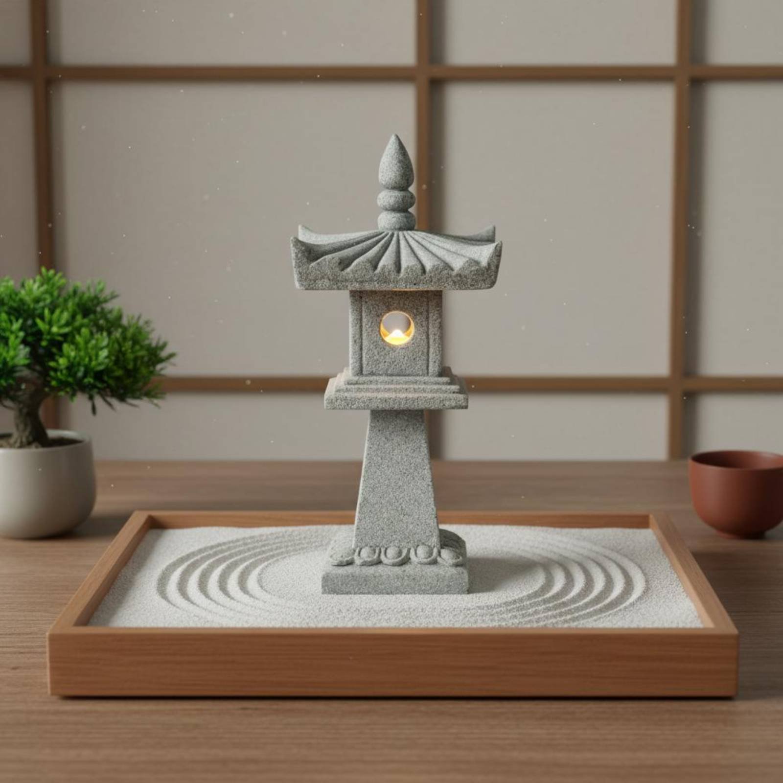 Bonsai Garden Ornaments - Miniaturowa Kamienna Latarnia Antyczny Wystrój Dekoracja