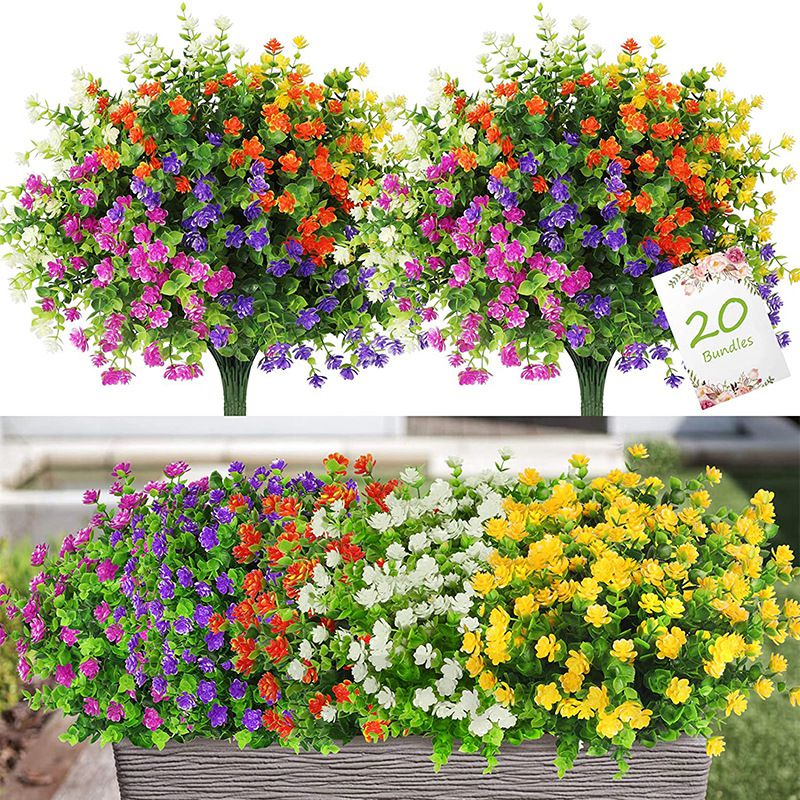 Bonsai Garden Ideas - 3/6 szt. Sztuczne rośliny kwiatowe Eukaliptus