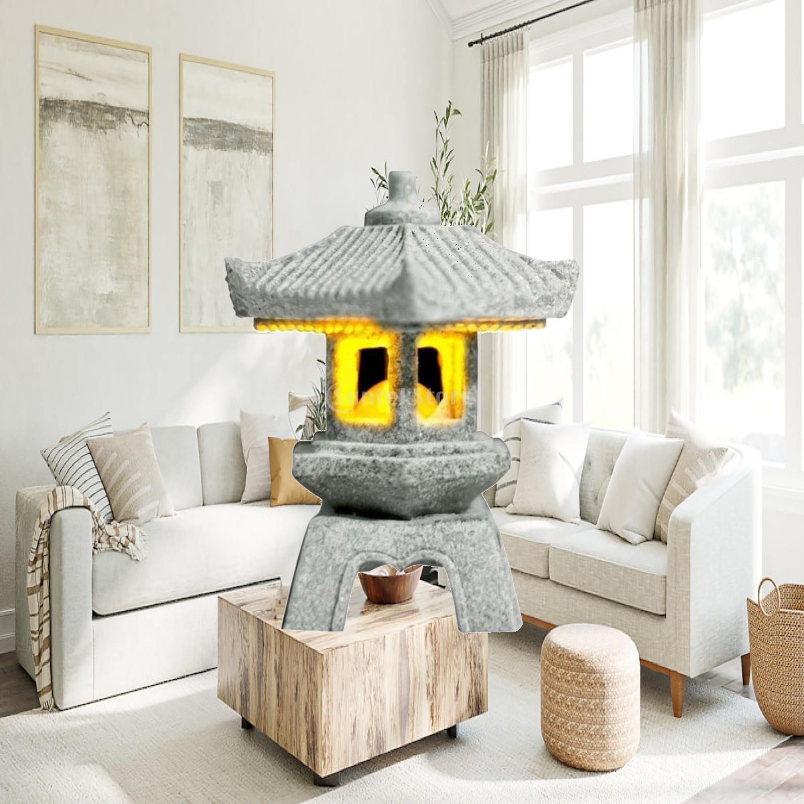 Bonsai Garden Ornaments - Lampion ogrodowy, lampion japoński, kamienny stolik,
